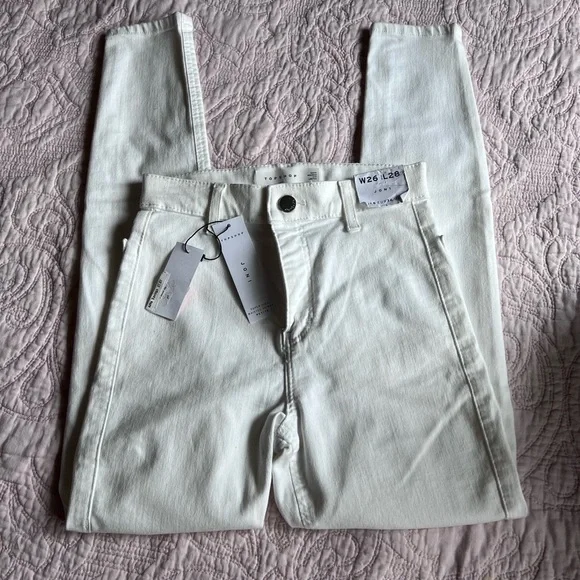 NWT TOPSHOP JONI white super high waisted skinny petite jeans W  26, L 28 - Picture 6 of 7